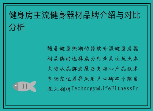 健身房主流健身器材品牌介绍与对比分析